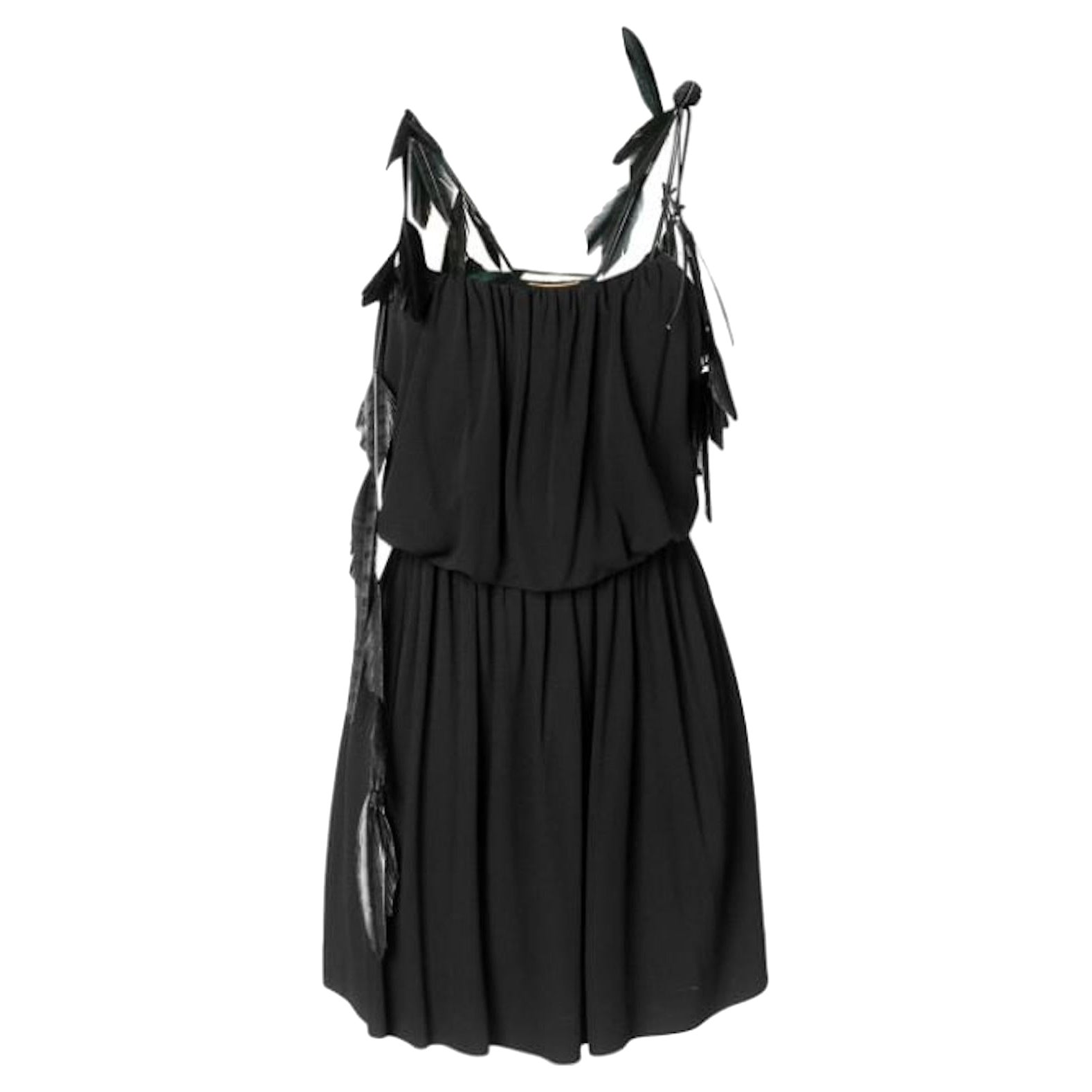 Saint Laurent Black Strappy Mini Dress Size 40