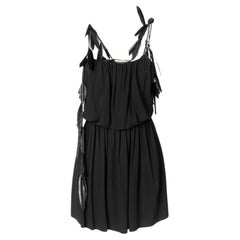 Saint Laurent Schwarzes Riemchen-Minikleid Größe 40