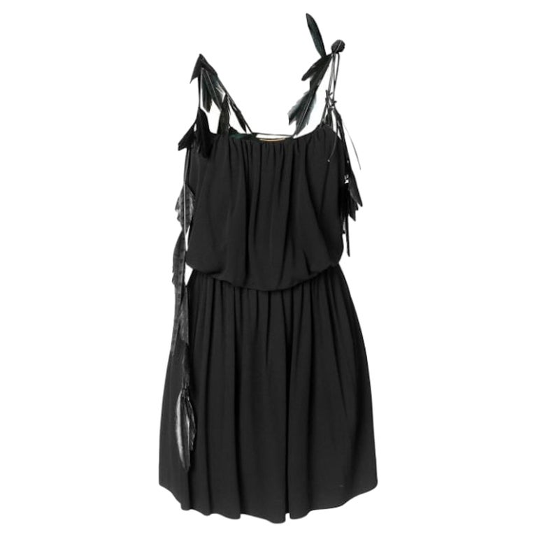 Saint Laurent Black Strappy Mini Dress Size 40 For Sale at 1stDibs