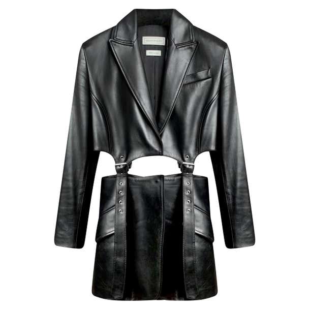Alexander McQueen BLACK LEATHER JACKET 38 - 2 For Sale at 1stDibs ...