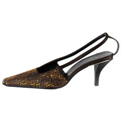 S/S 1998 Gucci by Tom Ford Pasarela 'GG' Tacones de Cristal Marrón Ámbar 37.5C