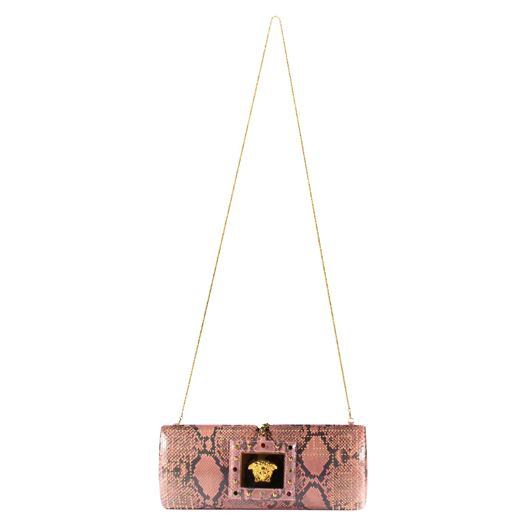 S/S 2000 Gianni Versace Python Pink Convertible Evening Bag & Clutch Donatella