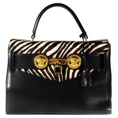 1990s Gianni Versace Zebra Pony Hair Kelly Style 'Diana' Bag 