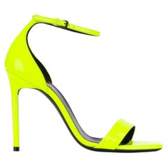 Saint Laurent "Amber 105" Neon Yellow Patent Leather Sandal Size 39