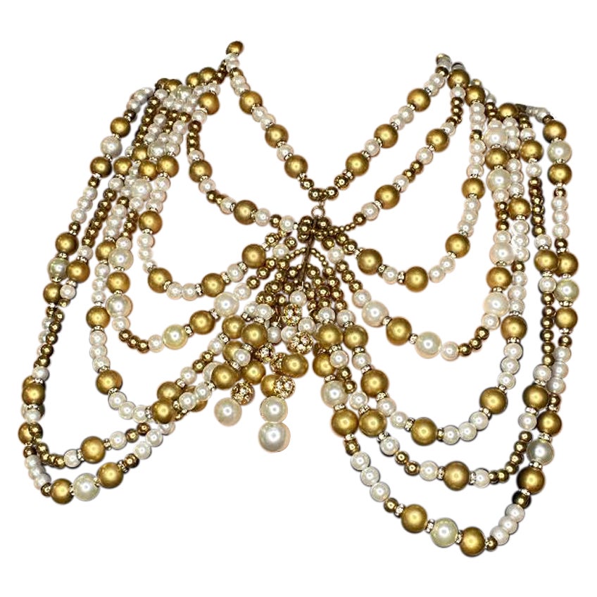 1970S Perlen Schulter Capelet Choker Halskette im Angebot