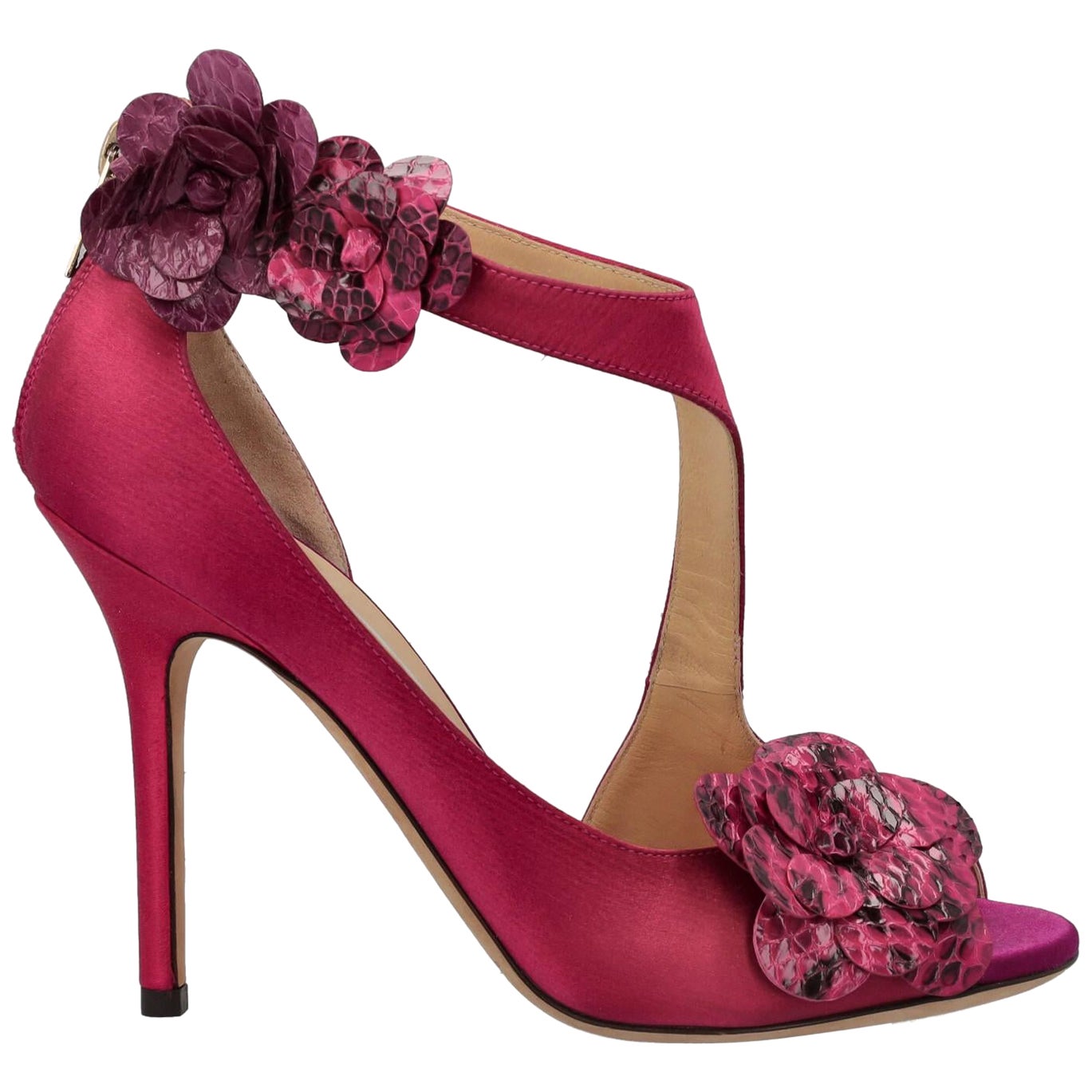 Jimmy Choo Women Sandals Pink Fabric EU 37 For Sale