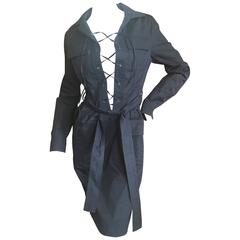 Yves Saint Laurent Tom Ford Black Cotton Safari Dress 10