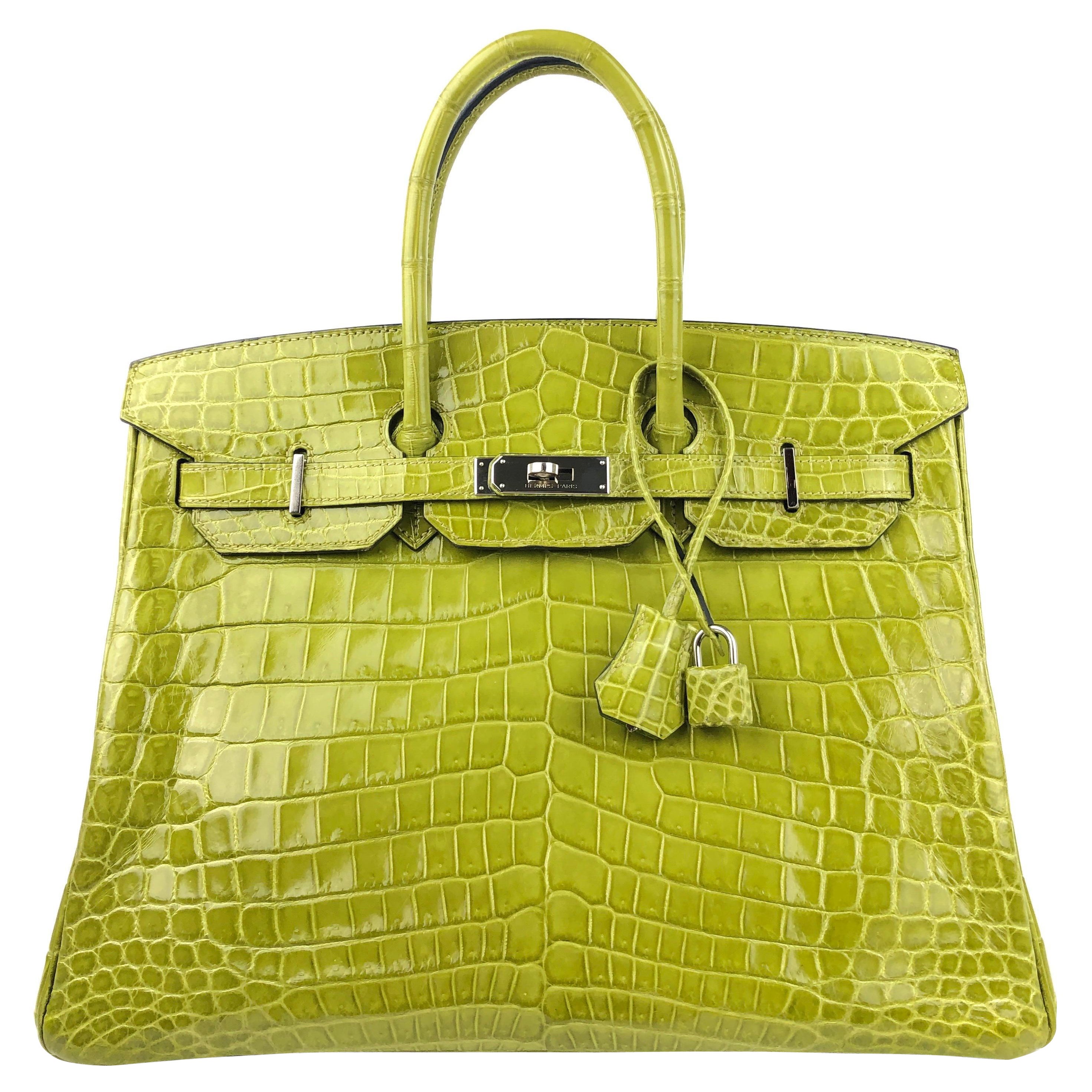 Hermès Birkin 35 Vert Anis Green Crocodile Gold Hardware