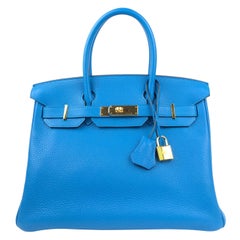Hermes Birkin 30 Blue Zanzibar Gold Hardware 2017