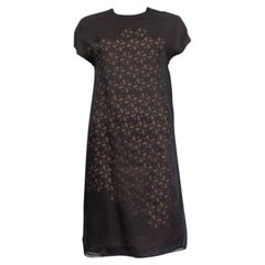 FENDI, abito in seta nera FLORAL CUT-OUT LAYERED Shift Dress 38 XS