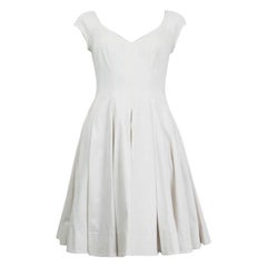 RALPH LAUREN white cotton PLEATED Sleeveless FLARED Dress 4 XS - S