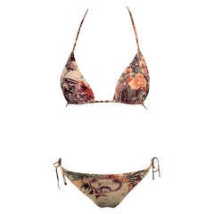 Jean Paul Gaultier Soleil S/S 1999 Flamingo Tropical Bikini Swimsuit 2 Piece Set