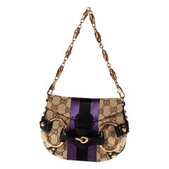 Mini sac de soirée Gucci by Tom Ford Tan GG à rayures en satin violet, P/E 2004