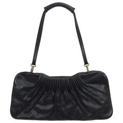 Escada black leather frame bag convertible clutch or shoulder handbag 5