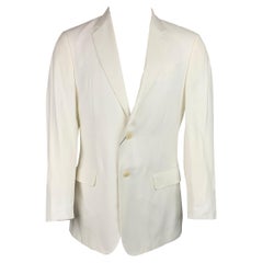 EMPORIO ARMANI Size 38 Regular White Viscose Blend Sport Coat