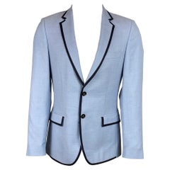 LORDS & FOOLS Taille 38 Manteau de sport à revers échancré en laine tissée bleu et marine