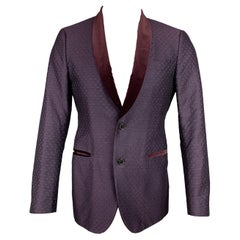 SALVATORE FERRAGAMO Size 38 Purple & Tan Print Wool / Silk Sport Coat