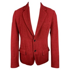 DOLCE & GABBANA Size 38 Red Tweed Wool Notch Lapel Sport Coat