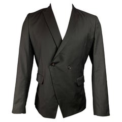 KRIS VAN ASSCHE Size 38 Black Wool Peak Lapel Sport Coat