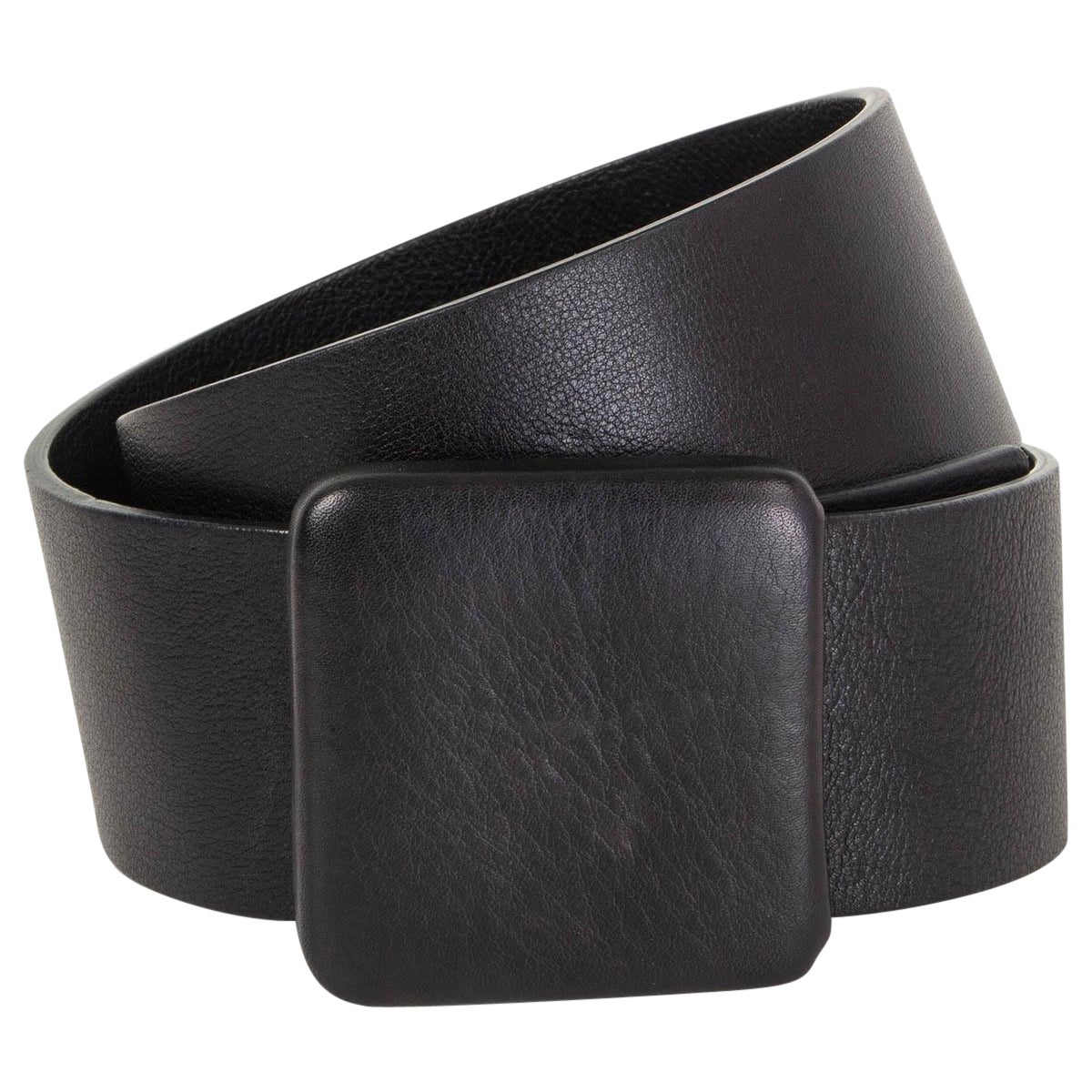 JIL SANDER black leather WIDE WAIST Belt 70 For Sale
