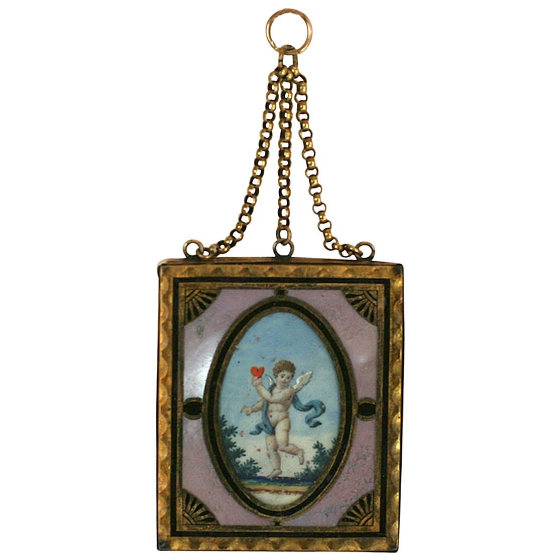 Rare pendentif en forme de jeton d'amour du 18ème siècle en vente