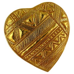 Yves Saint Laurent YSL Vintage African Design Heart Brooch Pendant