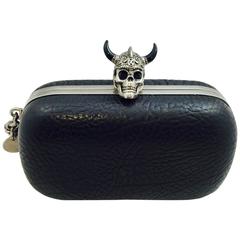 Alluring Alexander McQueen Leather Box Clutch With Horned Skull Lock 5