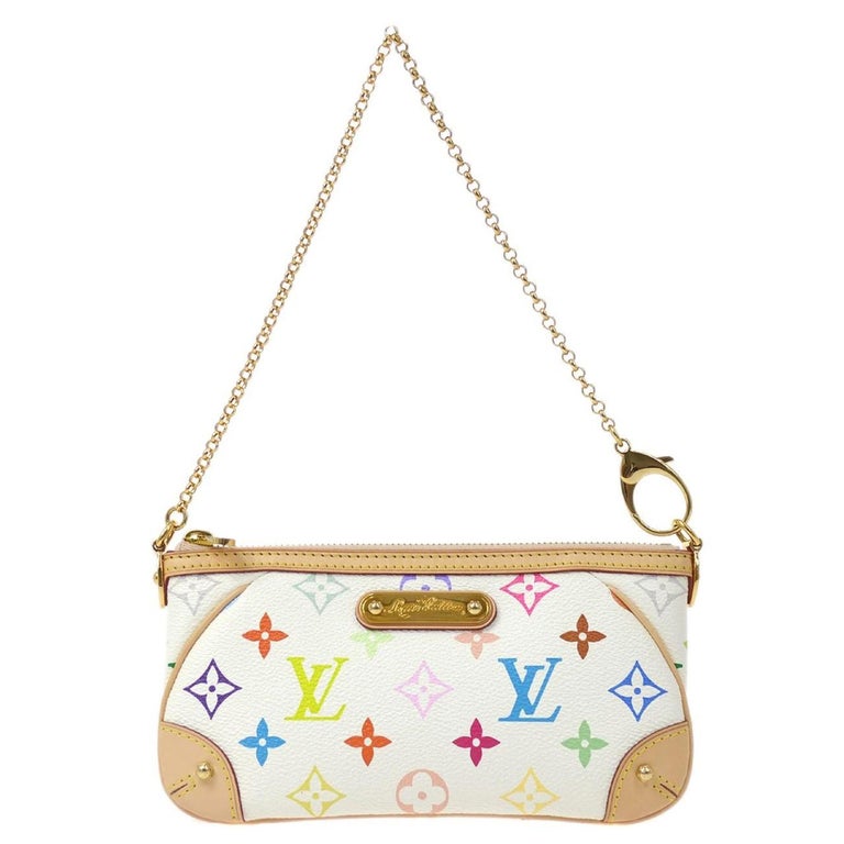 Vtg 2000s Louis Vuitton Takashi Murakami LV Monogram Rainbow Leather  Pochette Mini Shoulder Bag 