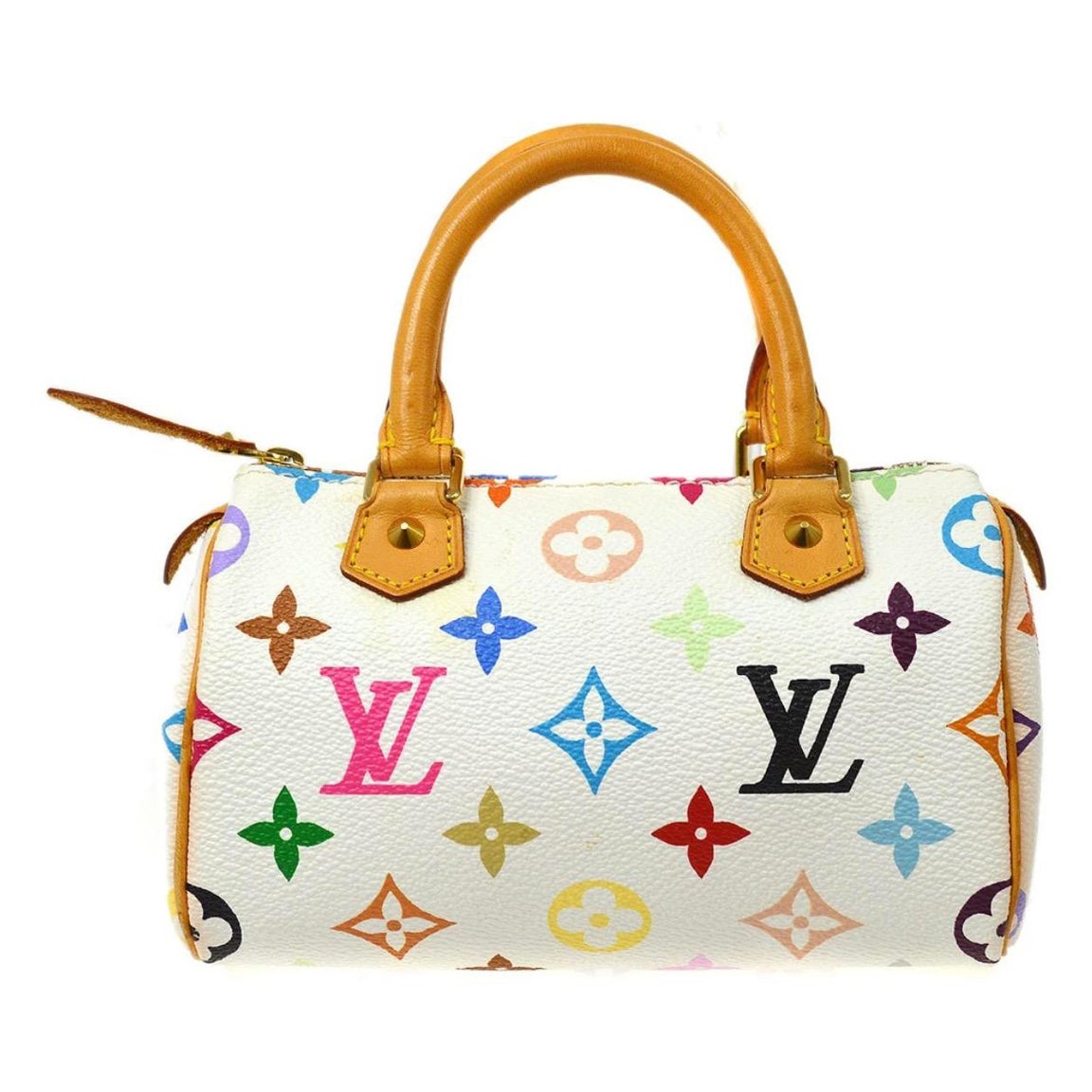 Louis Vuitton Murakami White Multi Rainbow Mini Speedy Top Handle Shoulder Bag 