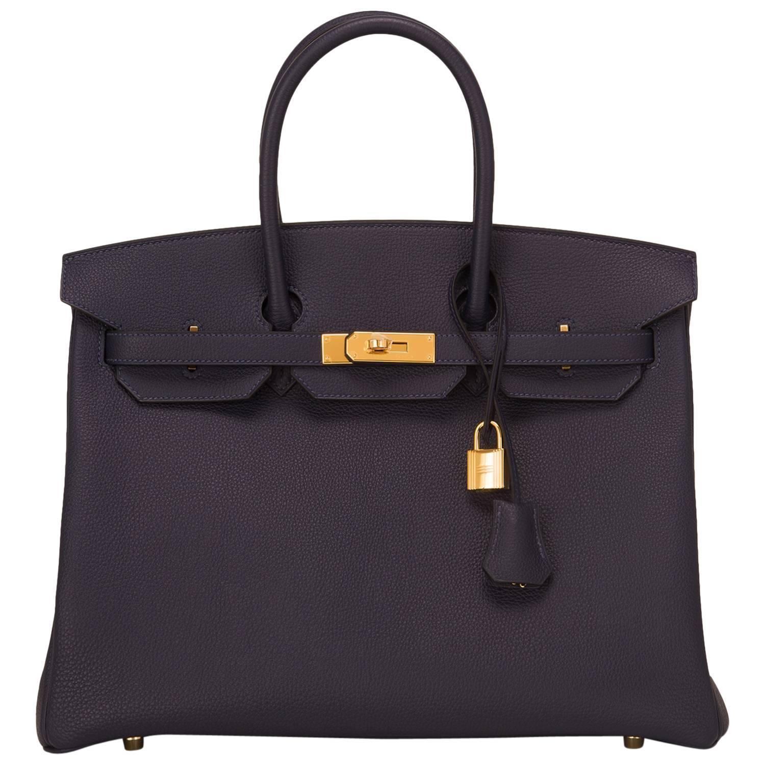 Hermes Blue Nuit Togo Birkin 35cm Gold Hardware For Sale at 1stdibs  