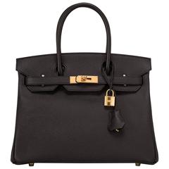 Hermes Black Epsom Birkin 30cm Gold Hardware Tote Bag Hermes Black Epsom Birkin 30cm Gold Hardware Tote Bag