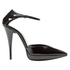Saint Laurent Zizi 110 D'Orsay Schwarz Lackleder Plateau Stiletto Pumps Gr. 37