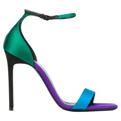 Saint Laurent Blue Multicolor "Amber 105" Stiletto Heel / Sandal Size 37