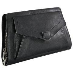 Used Proenza Schouler PS13 Black Leather Clutch Bag Purse