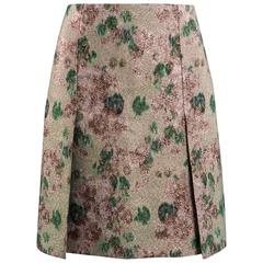 Erdem Pink and Green Metallic Jacquard Skirt