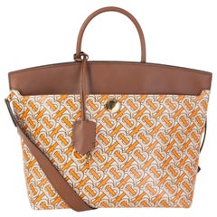 BURBERRY orange & brown MONOGRAM SOCIETY SMALL Top Handle Bag