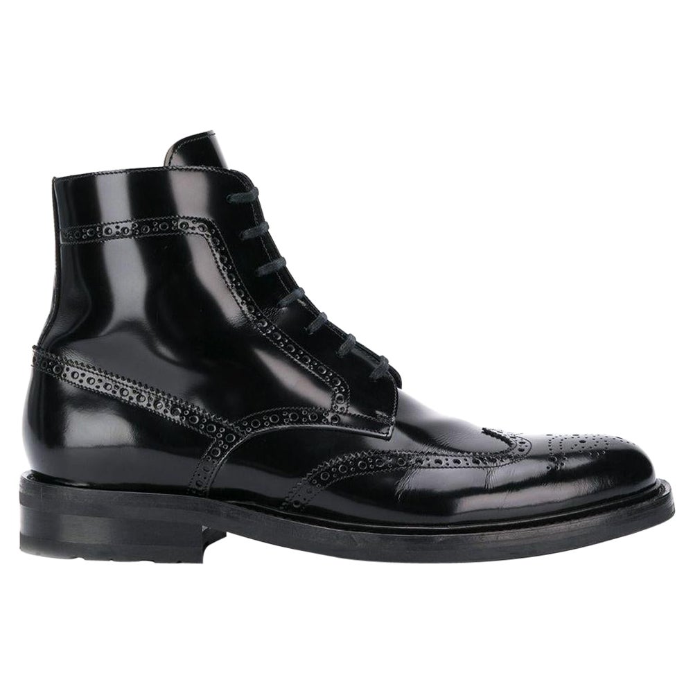 Saint Laurent Mens "Army 20" Black Leather Lace Up Boot Size 44