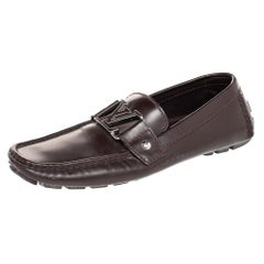 Louis Vuitton Brown Leather Monte Carlo Slip On Loafers Size 41
