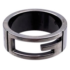 Gucci Sterling Silver 925 Cut Out Logo Band Ring