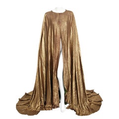 Vintage 1940's Paramount Film-Worn Metallic Gold Lamé Full Length Trained Cape