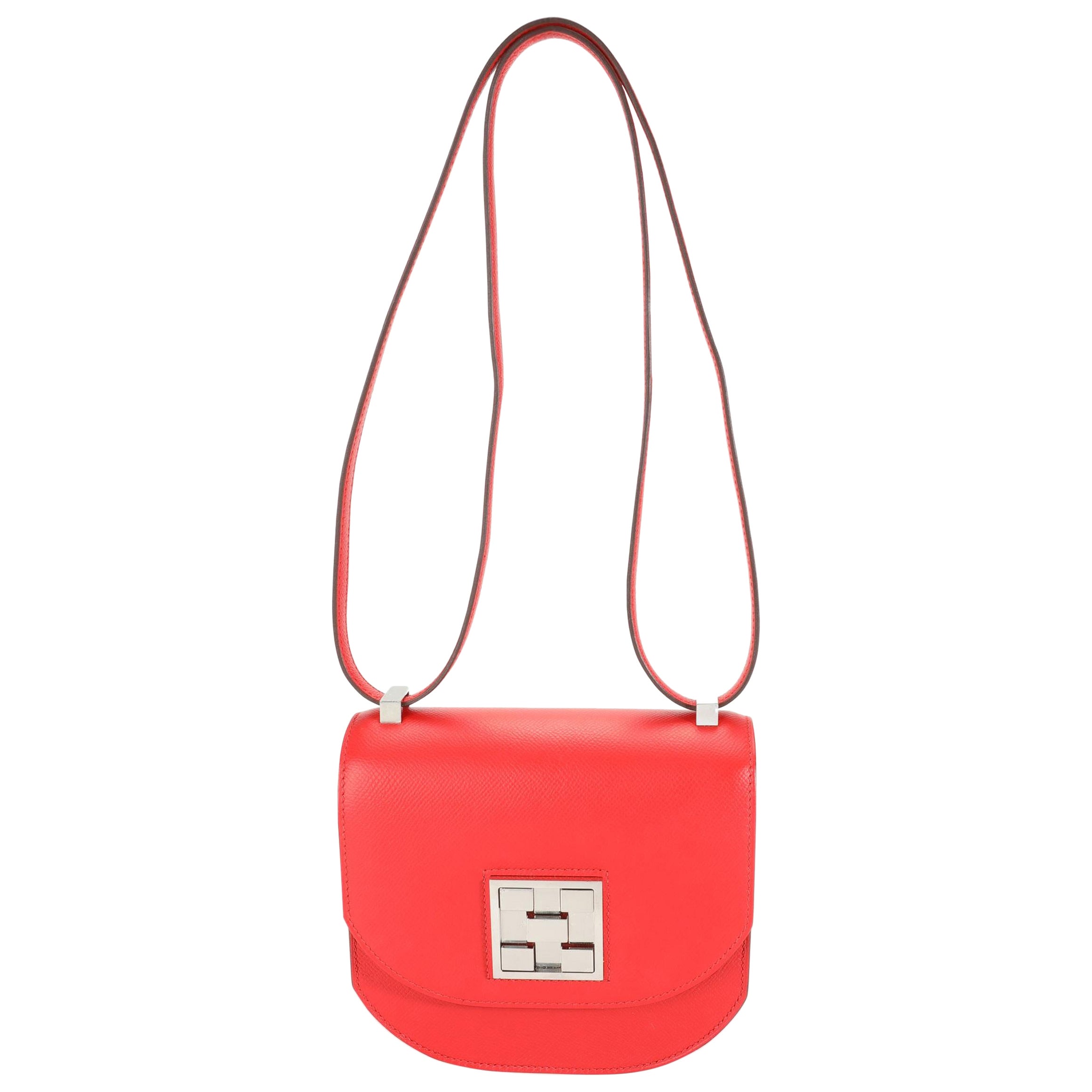Hermès Rouge De Coeur Epsom Mosaique Au 24-17 Bag PHW For Sale