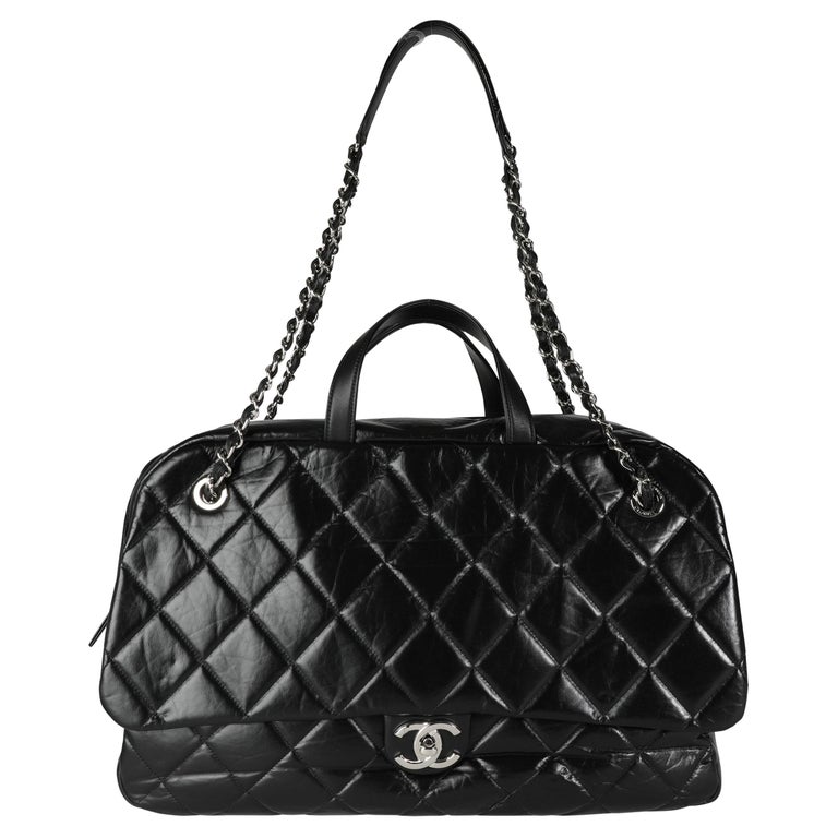 Chanel Black Quilted Calfskin Oversized Bowling Flap Bag For Sale