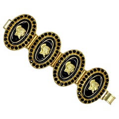 F/W 1991 Gianni Versace Gold and Black Enamel Cameo Bracelet