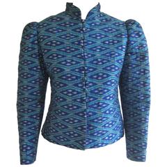 Vintage 1960s Pierre Balmain Boutique Thai Silk Ikat Print Jacket