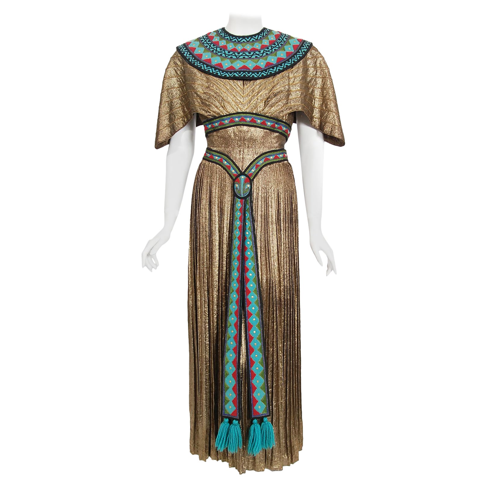 Vintage 1951 Helen Rose Gold Lamé Egyptian 'The Great Caruso' Film-Worn Dress
