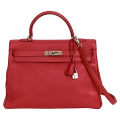 Hermes Kelly 35 Retourne Rouge Clemence Bag