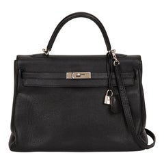 Hermes Kelly 35 Retourne Black Togo PH Bag