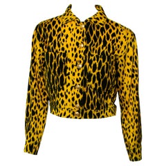 F/S 1992 Gianni Versace Leopardenmuster bedruckte Denimjacke