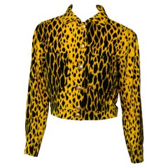 Vintage S/S 1992 Gianni Versace Leopard Printed Denim Jacket 