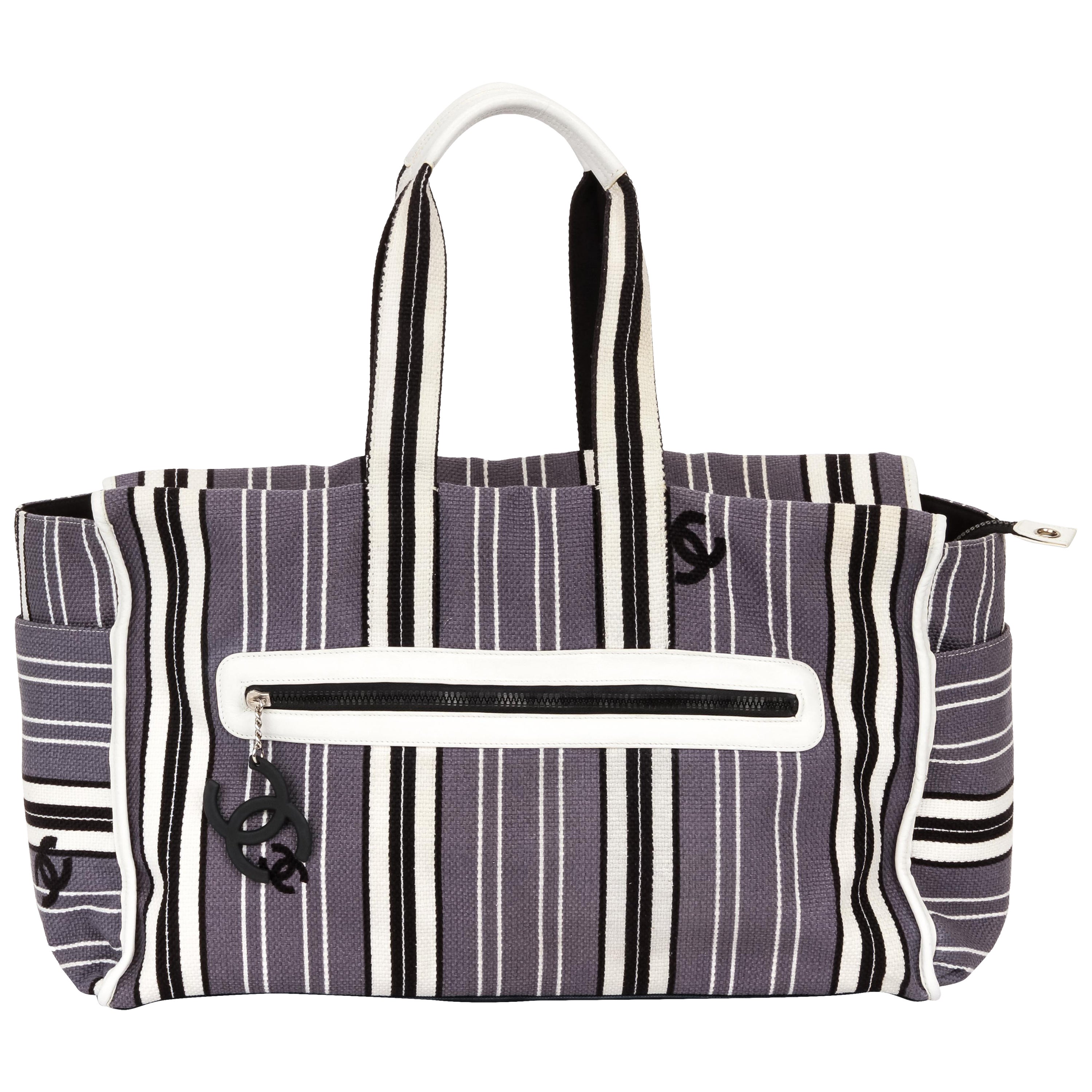 Chanel Oversize Striped Beach Bag For Sale